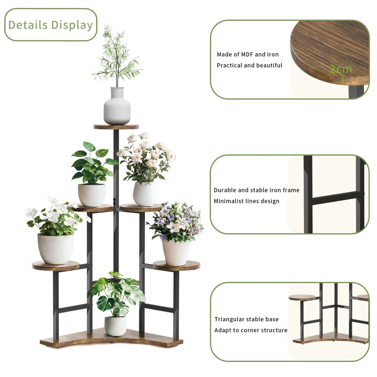 PFLANZENREGAL aus Holz 5-stufiger, Braun - Braun, Holz (50/108.5/50cm) - Kaket