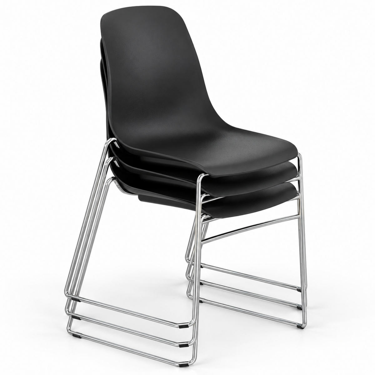 BESUCHERSTUHL V1803 Kunststoff Hartschale Schwarz - ergonomisch, 120 kg belastbar - Schwarz, Kunststoff/Metall (53/82/54cm) - Versee