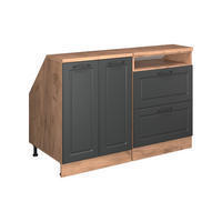 KUHINJSKI ORMAR ZA KOSINE KROVA R-Line Antracit u rustikalnom stilu 120 cm Set od 2 korpusa ormara, dubina 60 cm - hrast medunac/antracit, drvni materijal (120/83.8/60cm) - Vicco
