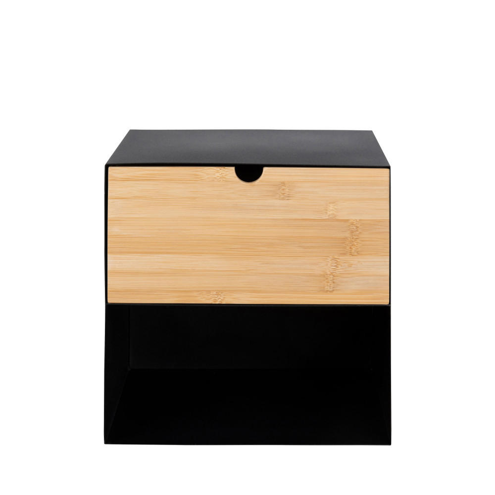 WAND-NACHTISCH aus Metall - SEMATURA - Schwarz - Schwarz, Metall (30/30/25cm) - Drawer