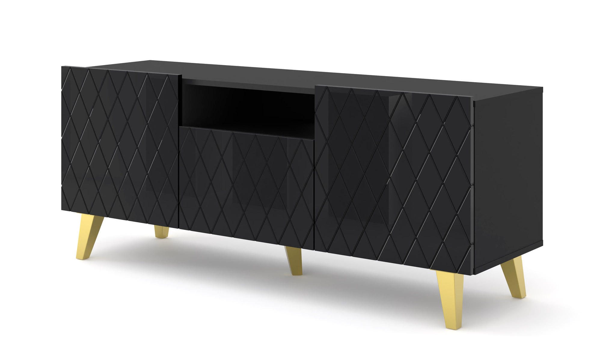 TV LOWBOARD Schwarz 145/62/42 - Schwarz, Holzwerkstoff (145/62/42cm) - RAUMHIRSCH FURNITURE