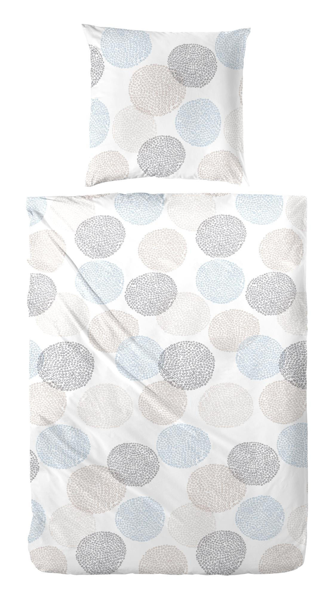 SEERSUCKER-BETTWÄSCHE 155x220 aus 100% Baumwolle, Sommer Bettbezug Bügelfrei 155 x 220 Punkte Blau Grau - Blau, Textil (155/220cm) - Carpe Sonno