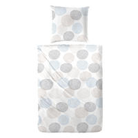 SEERSUCKER-BETTWÄSCHE 135x200 aus 100% Baumwolle, Sommer Bettbezug Bügelfrei 135 x 200 Punkte Blau Grau - Blau, Textil (135/200cm) - Carpe Sonno