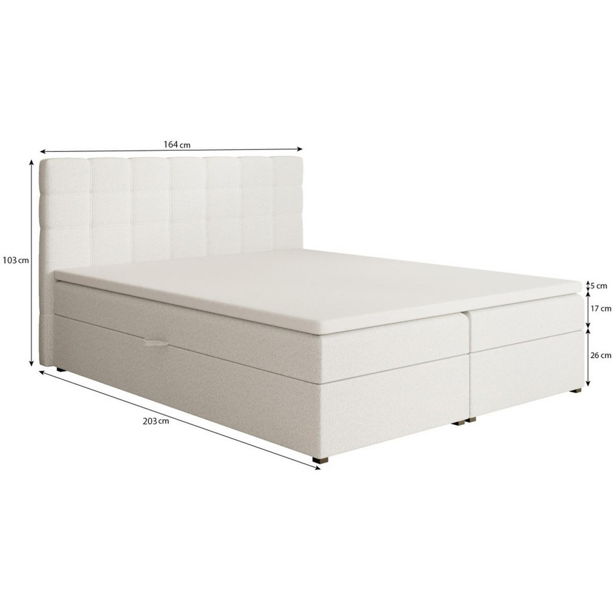 POLSTERBETT Topiq I 164/203/103 dunkelgrau, Bouclé-Stoff - Dunkelgrau, Holzwerkstoff (160/200cm) - Beautysofa