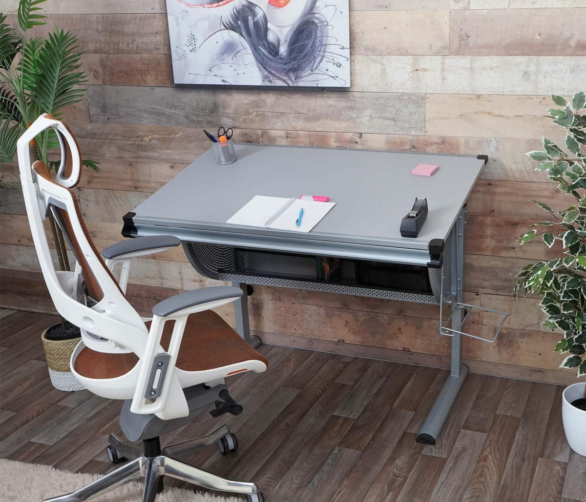 SCHÜLERSCHREIBTISCH eckig Reinweiß, Hellgrau - Hellgrau/Weiß, Holz (118/92/68cm) - MCW