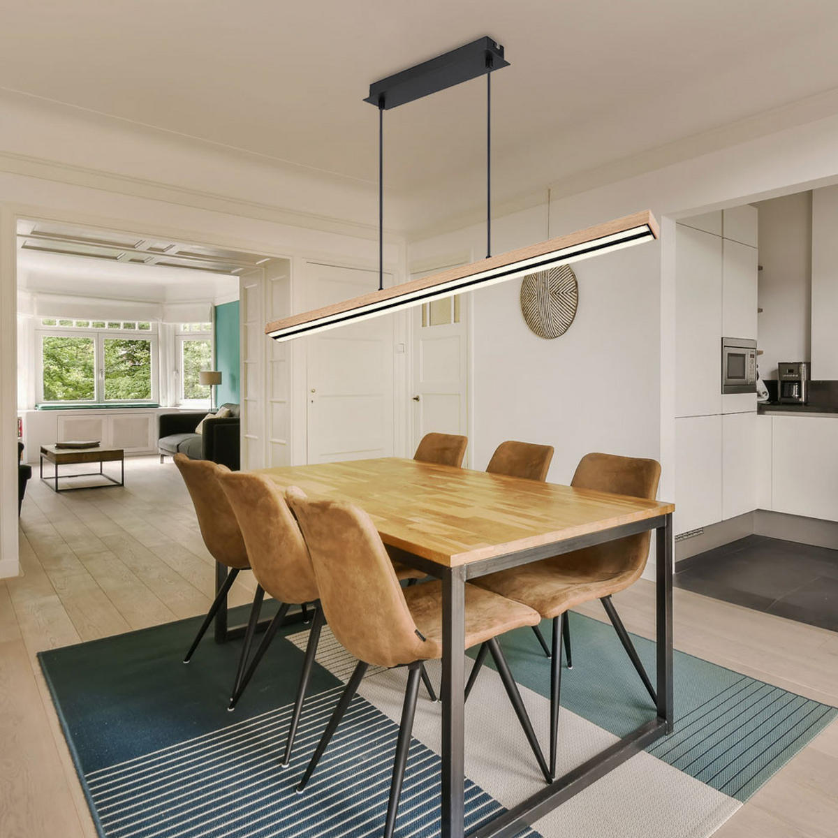 LED HÄNGELEUCHTE Doro Holzoptik Braun - Braun, Metall (101/7.5/120cm) - Globo Lighting