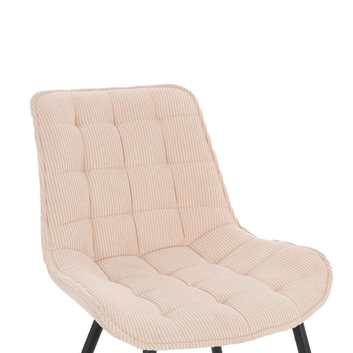 POLSTERSTUHL Esszimmer Cord IKALO – 2er Set Creme - Creme, Textil/Metall (61.5/79.8/50.5cm) - Home Deluxe