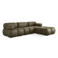 ECKSOFA Beidseitig Kunstleder Grün - Schwarz/Olivgrün, Leder/Kunststoff (285/191cm) - Makamii