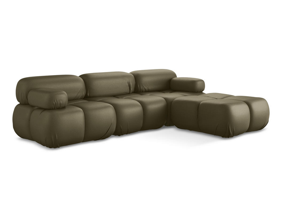 ECKSOFA Beidseitig Kunstleder Grün - Schwarz/Olivgrün, Leder/Kunststoff (285/191cm) - Makamii