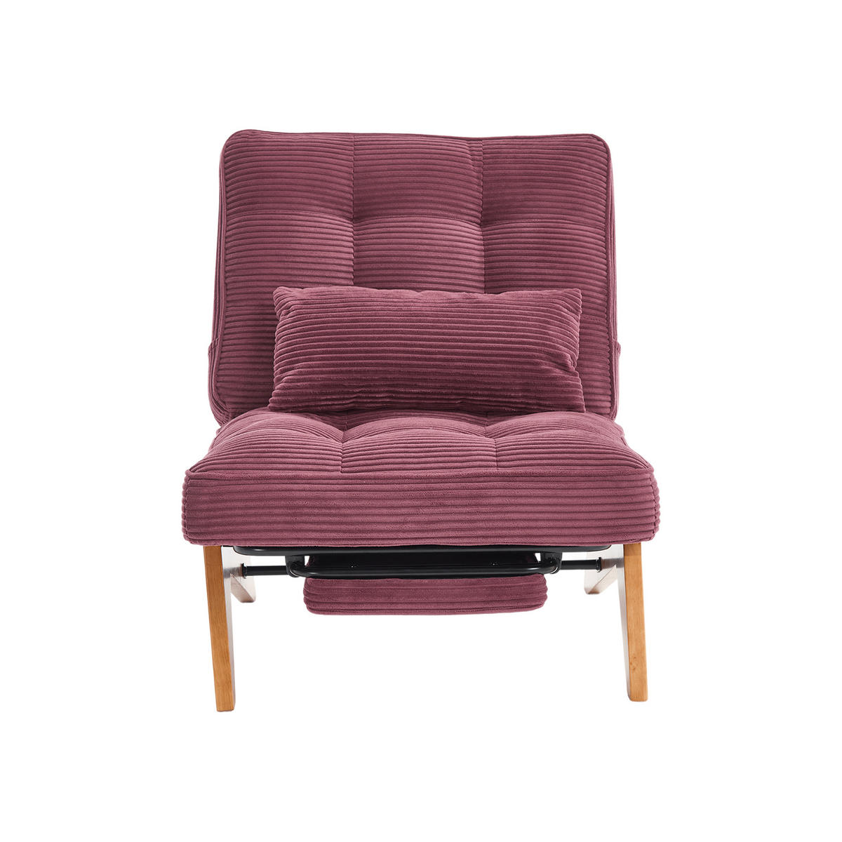 RELAXSESSEL verstellbare Rückenlehne mit Lendenkissen, DE-42243, Burgunderrot - Weinrot, Holz (73/90/127cm) - ComfortXL