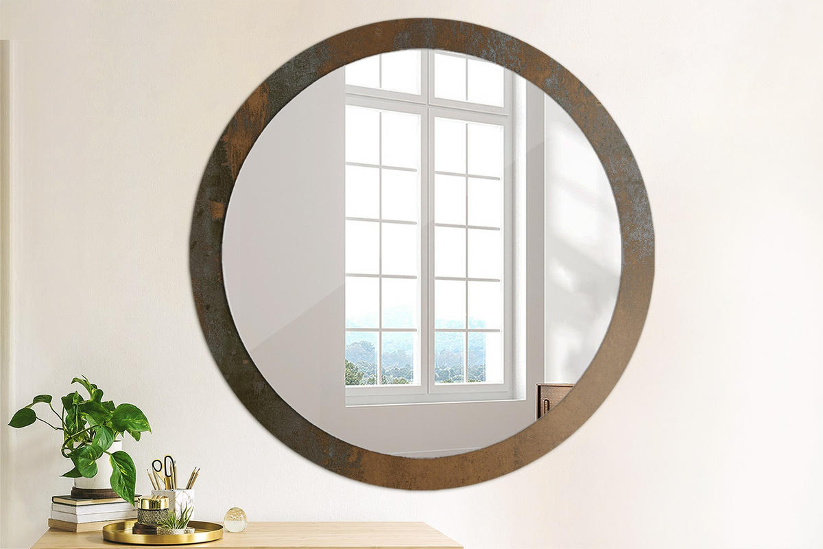 SPIEGEL Ø100 cm Rund mit Aufdruck - Dunkelbraun, Glas (100/100/0.4cm) - TULUP