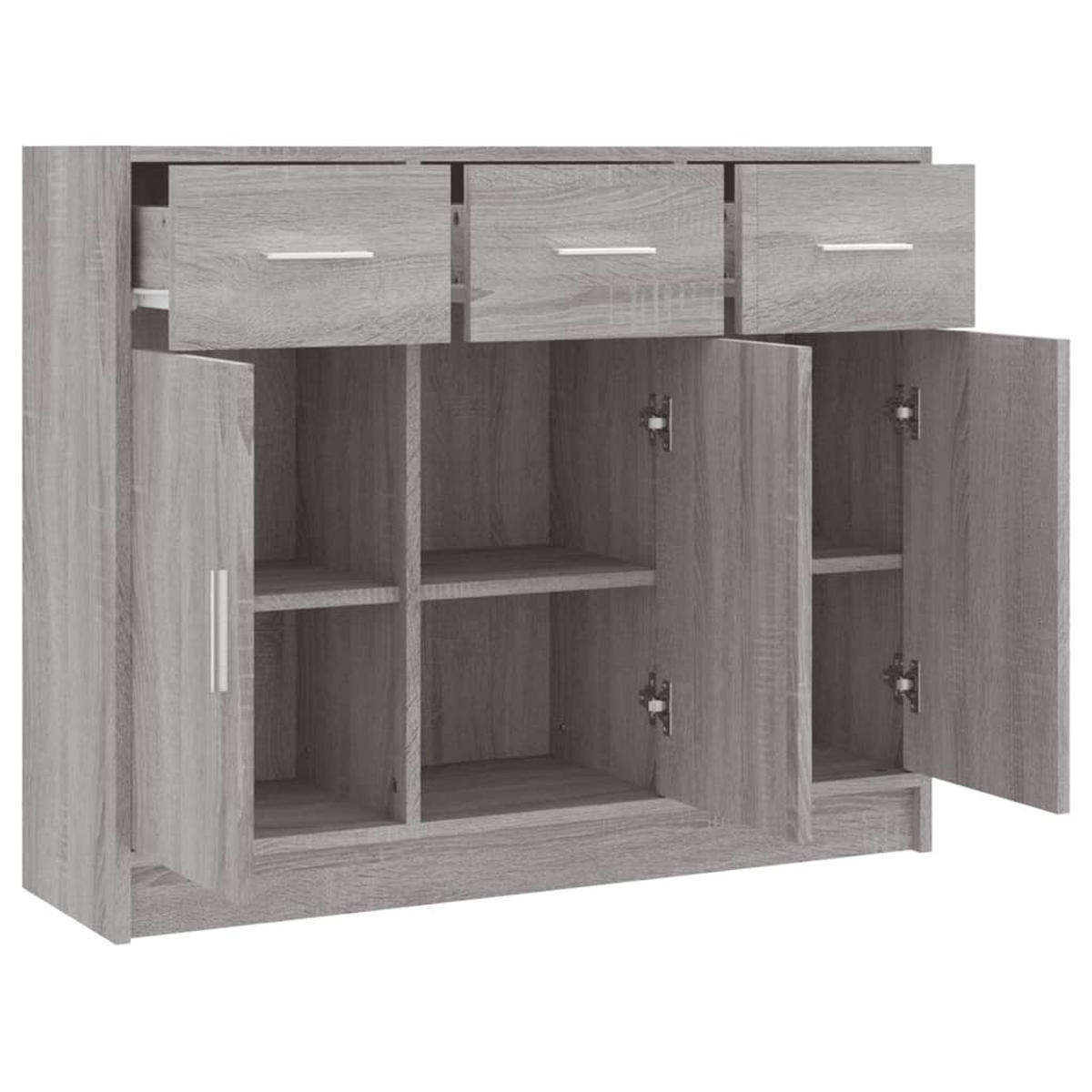 SIDEBOARD mit 3 Türen, 3 Schubladen 91/28/75 cm aus Holzwerkstoff Grau Sonoma Dekor - Silbereichenfarben, Holz (91/75/28cm) - vidaXL