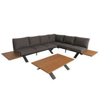 GARTEN-GARNITUR Holzoptik Anthrazit Dunkelgrau - Anthrazit, Metall - PROREGAL