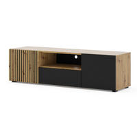 TV-LOWBOARD AURIS Eiche hell, Schwarz 150x42x42 cm - Eichefarben/Schwarz, Holzwerkstoff (150/42/42cm) - FURNLUX