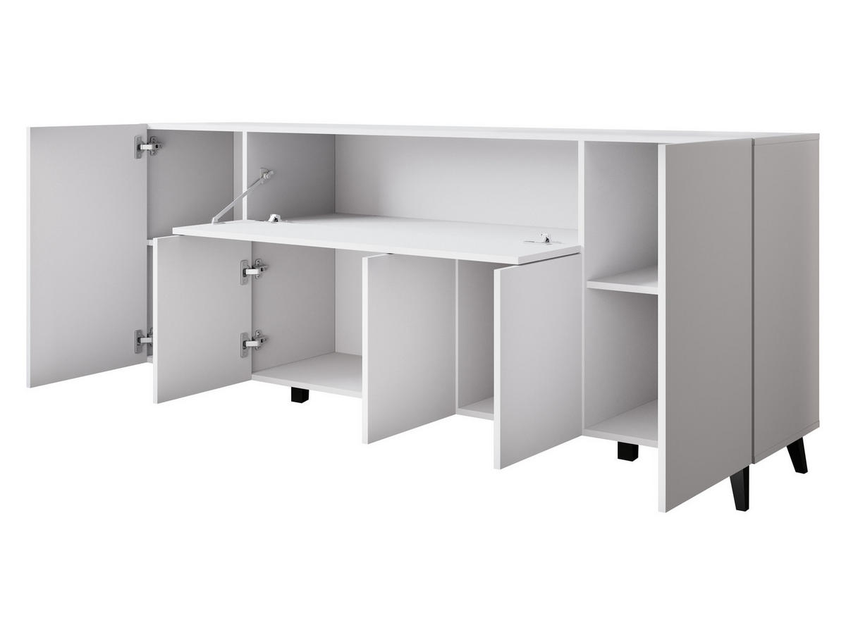 SIDEBOARD Phuket 180 - Schwarz/Weiß, Holzwerkstoff/Kunststoff (180/76/38cm) - MIRJAN24