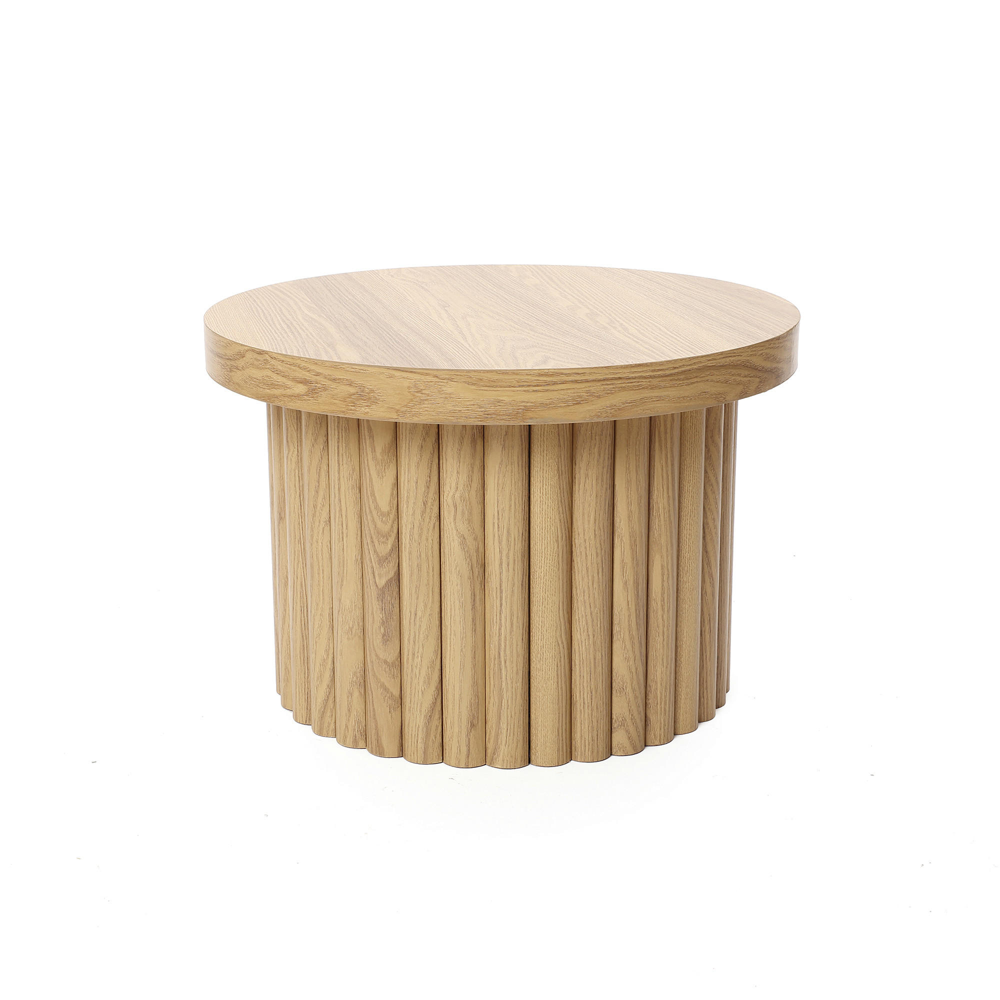 COUCHTISCH Rund aus MDF mit PU-Holzdessin | Ø60 x H40 cm - Eichefarben, Holz (60/60/40cm) - Hometopia