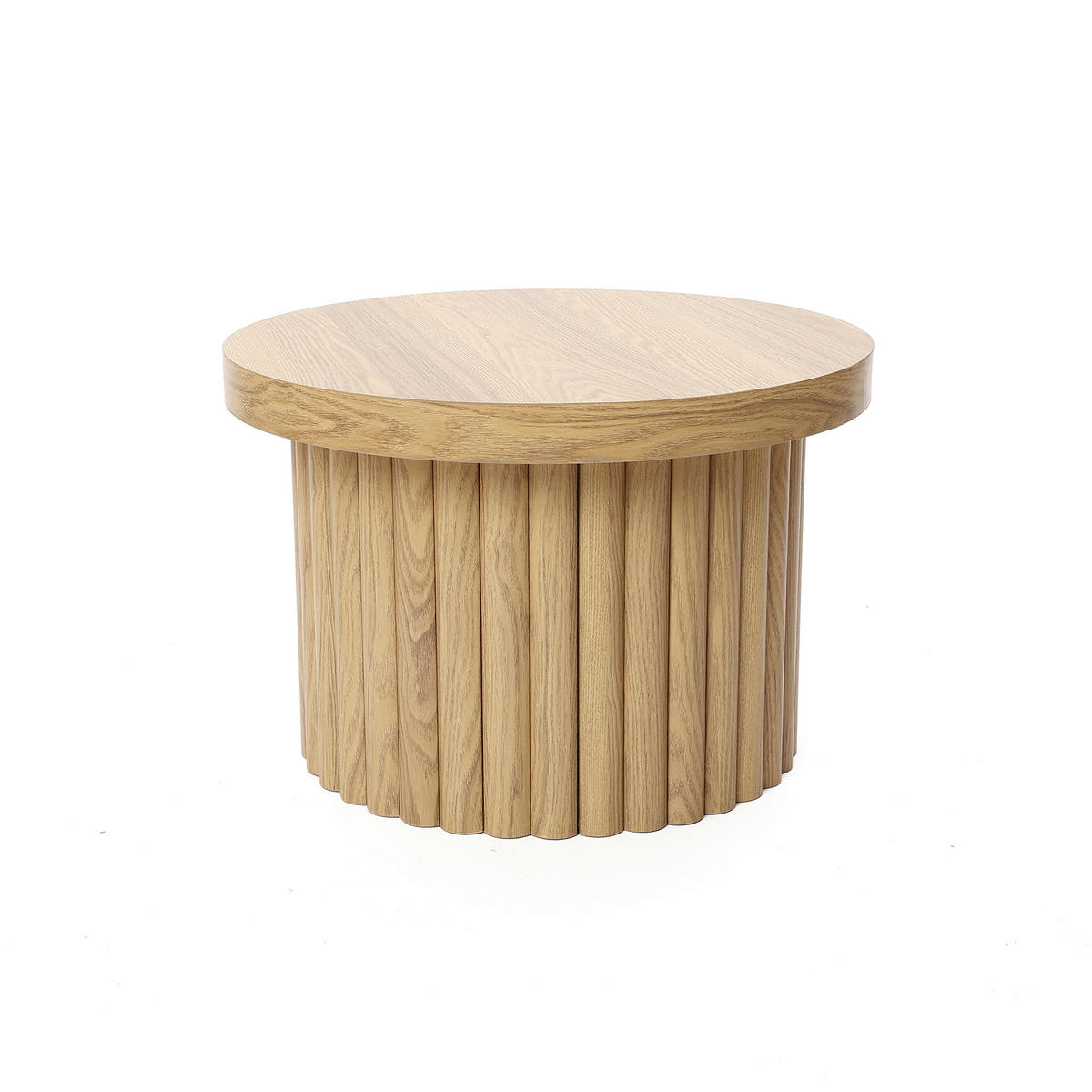 COUCHTISCH Rund aus MDF mit PU-Holzdessin | Ø60 x H40 cm - Eichefarben, Holz (60/60/40cm) - Hometopia