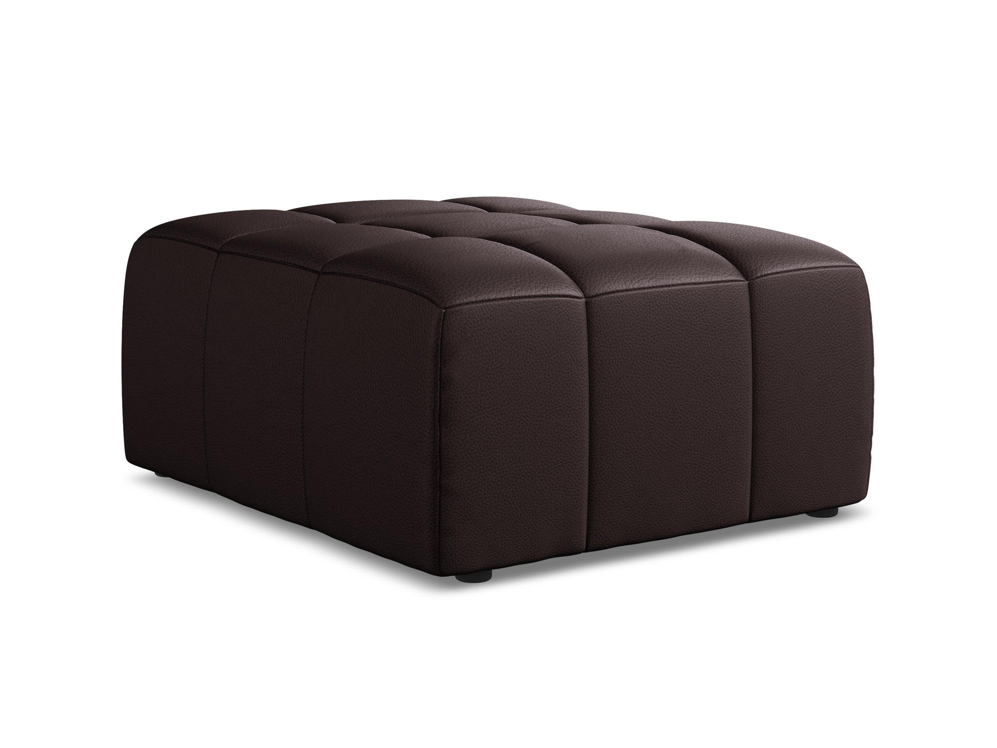POUF Kunstleder Violett - Pflaume/Schwarz, Holzwerkstoff/Kunststoff (75/41/90cm) - Makamii