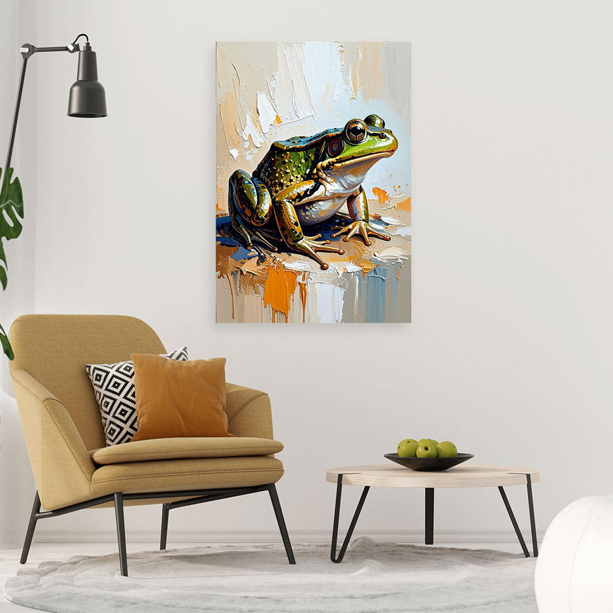 LEINWANDBILD Grüner Frosch 40x60cm - Grün, Textil (40/60cm) - Feeby