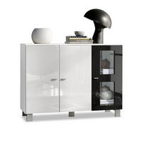 SIDEBOARD Denjo Tür in Schwarz Hochglanz - Schwarz Hochglanz, Holzwerkstoff (107/81/35cm) - Vladon