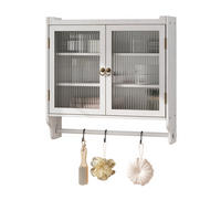 KÜCHENOBERSCHRANK 63/60/18 cm mit Glastüren, 3 Ebenen und Handtuchhalter aus Massivholz und MDF, White Washed - Weiß, Holz (63/60/18cm) - Redom