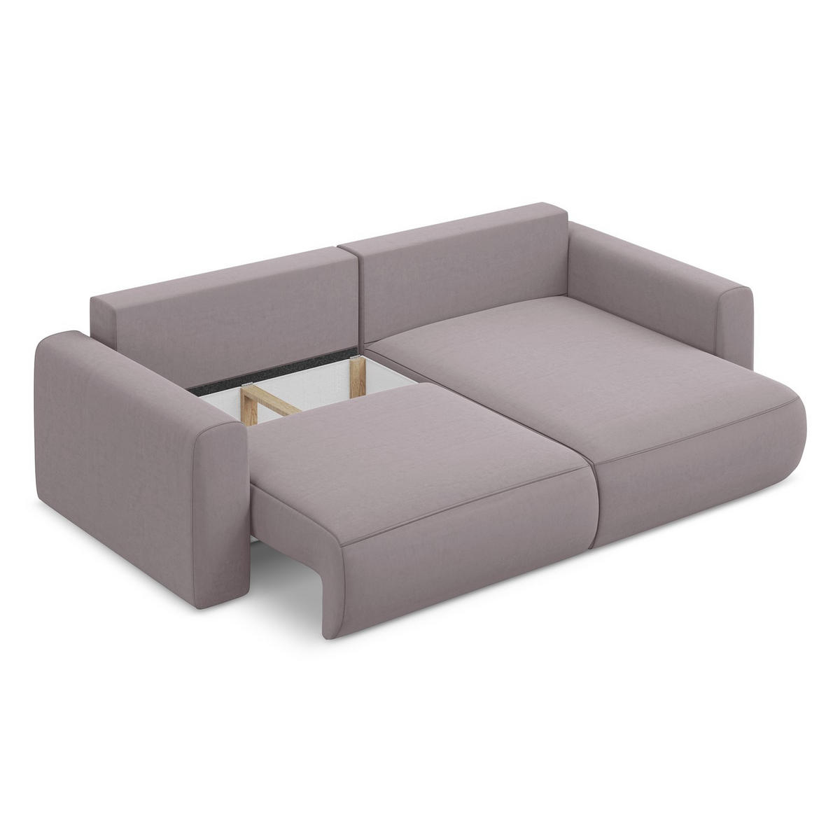 ECKSOFA mit Schlaffunktion Samt Stoff Violett - Lila/Flieder, Kunststoff/Textil (240/149cm) - LaMiaSofa