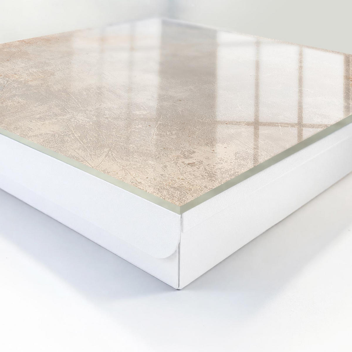 SCHLÜSSELBOX Weiß 30x30 cm – Türöffnung nach rechts - Rustikale Eleganz - Beige, Metall (30/30/5cm) - TULUP