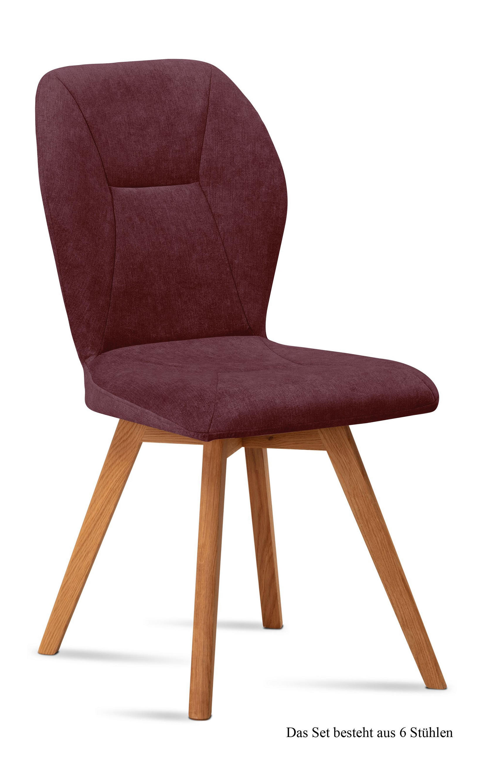ESSZIMMERSTUHL (6er-Set) Donia 51x92x60 Eiche geölt/Marsala - Eichefarben/Brombeere, Kunststoff (60/92/51cm) - 58aufmkessel