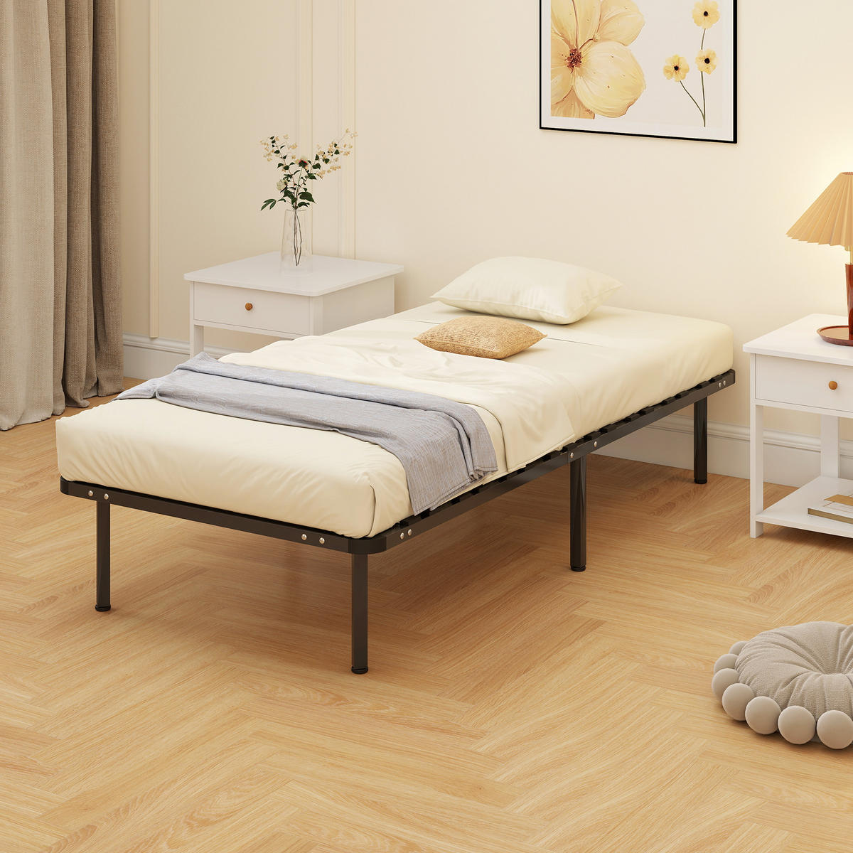 BETT Schwarz 90/190/33 cm - Schwarz, Metall - PANGIVO
