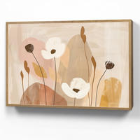 WANDLEUCHTE MIT AKKU Blumen - Abstrakt - Beige - Strichzeichnung 100x70 cm - Sandfarben, Holzwerkstoff (100/70/8cm) - OnlyWow