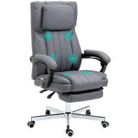 DREHSTUHL 65/61/105-113 cm, ergonomisch mit 6-Punkt-Massage, Leinenoptik, Grau - Grau, Kunststoff (61/113/65cm) - Redom