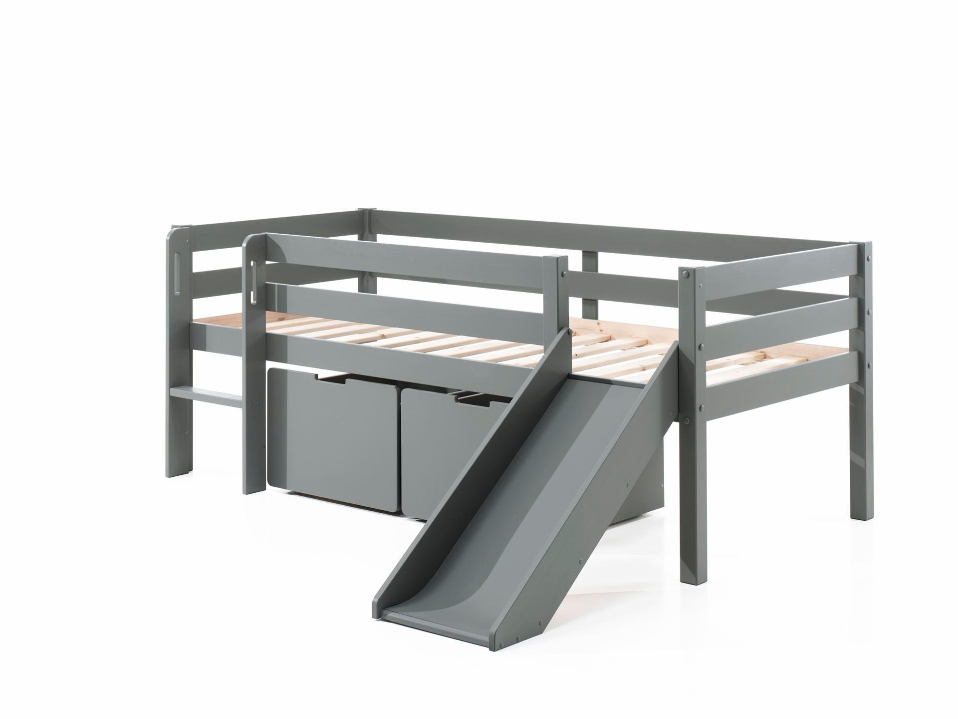 KOJENBETT mit Rutsche Karolina 208x83x175 aus Massivholz in Grau - Grau, Holz (90/200cm) - 58aufmkessel