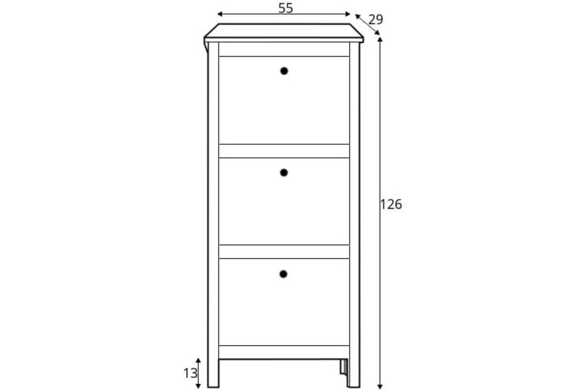SCHUHSCHRANK FARGE 3 geräumige Schubladen, weiß - Weiß, Holz (55/126/29cm) - KONSIMO®