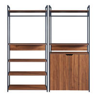 GARDEROBEN-SET 2 TLG. Larem - Walnussfarben/Schwarz, Holzwerkstoff/Metall (168/180/40cm) - [en.casa]