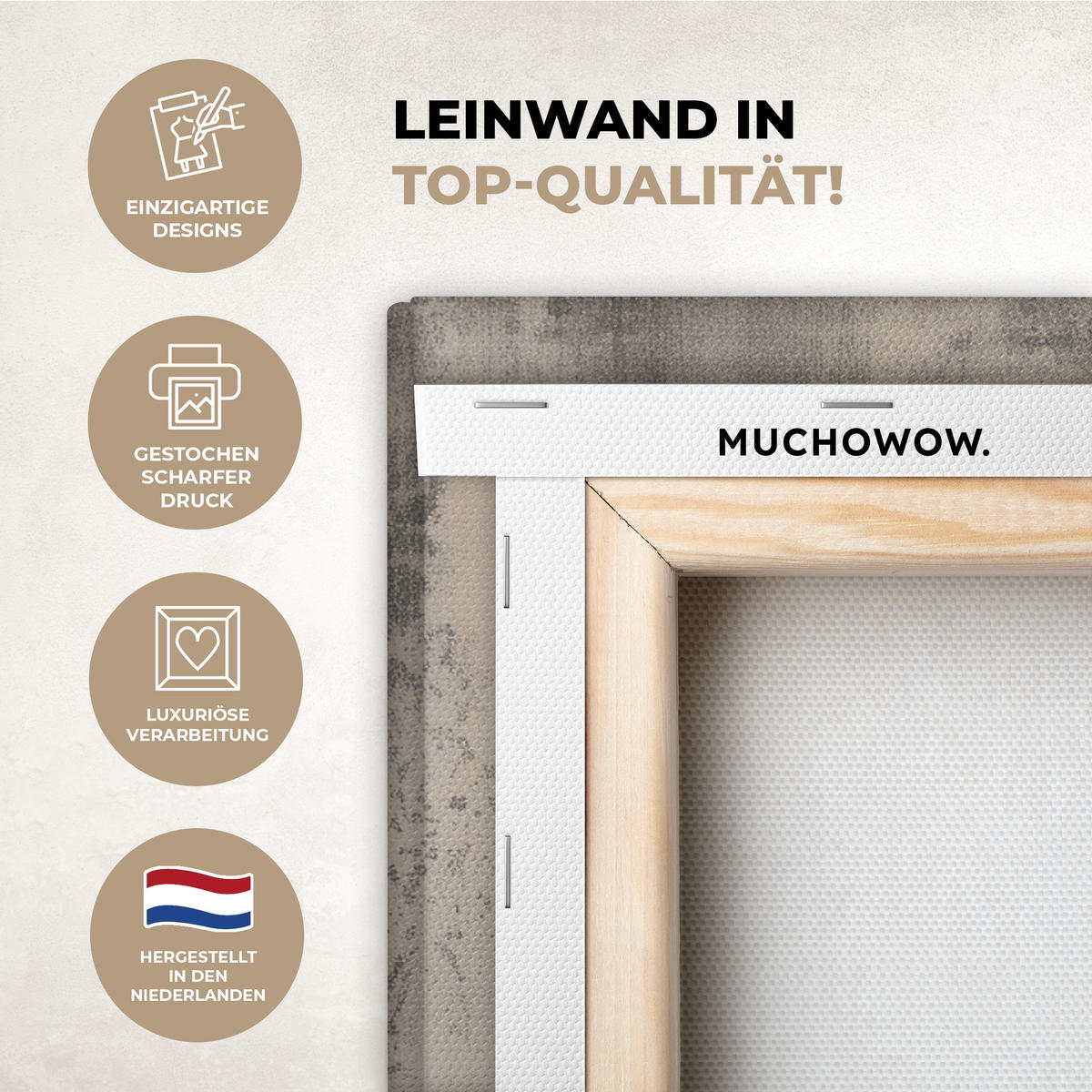 LEINWANDBILD Wabi sabi - Pflanze - Beige Wandbilder 80x60 cm - Taupe, Textil (80/60cm) - MuchoWow