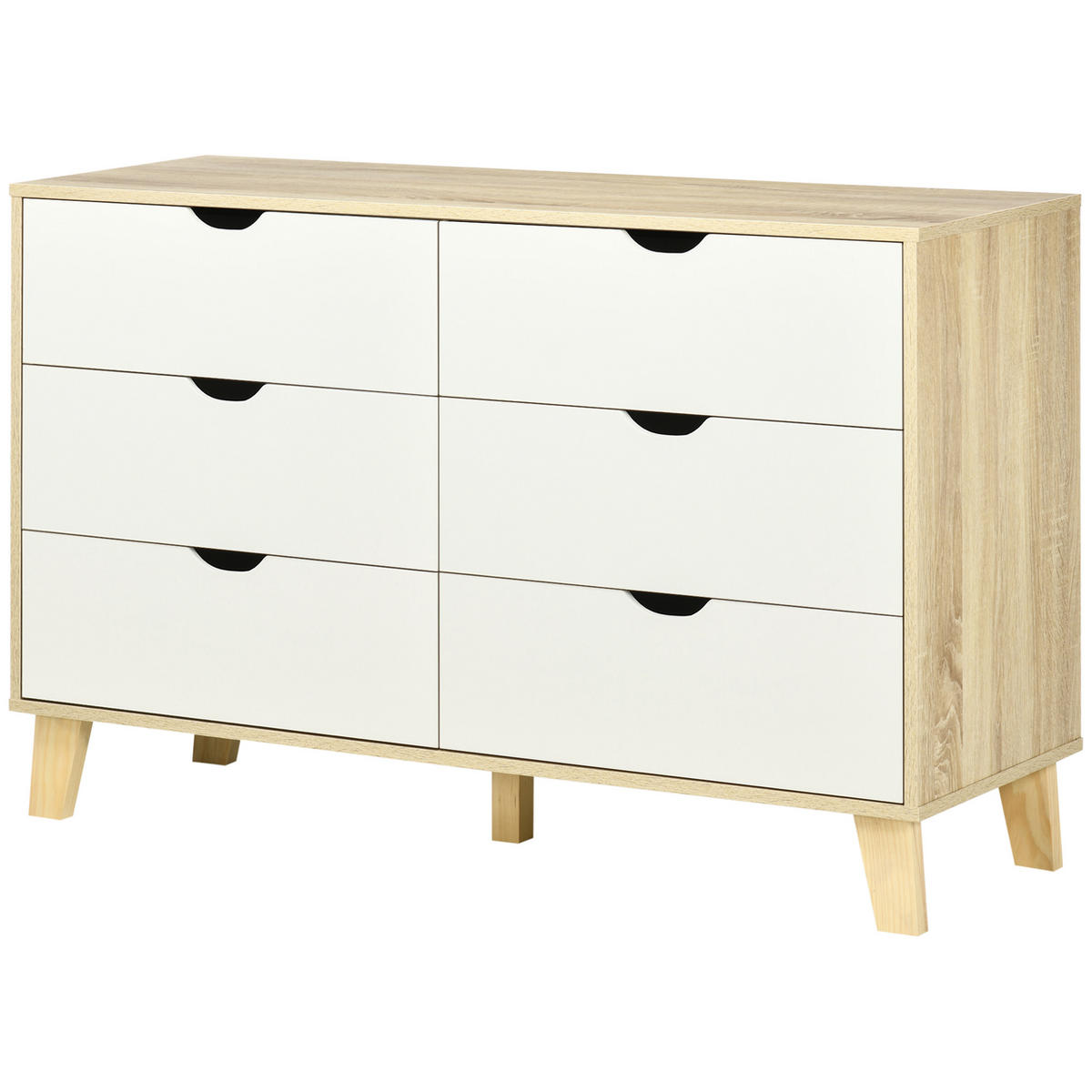 KOMMODE Beige und Holzoptik 120/40/76 cm - Eichefarben, Holzwerkstoff (120/76/40cm) - PANGIVO