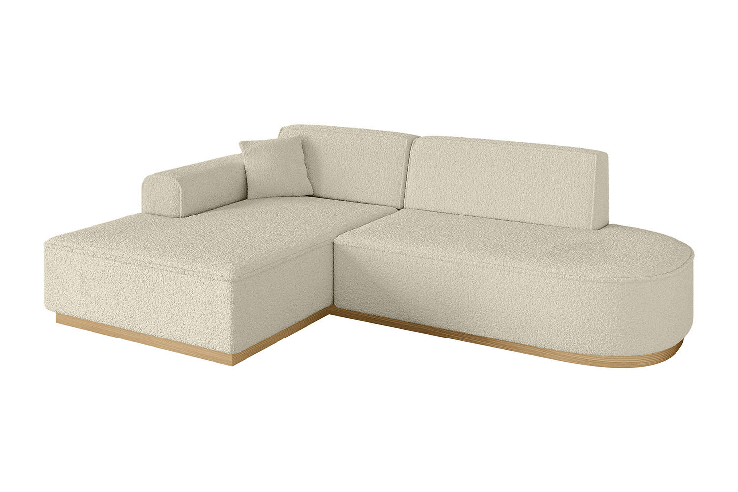 ECKSOFA Ottomane Links IREA-L1-v2 - 232x165x80 cm Beige - Hellbraun/Creme, Holzwerkstoff/Textil (232/165cm) - ALTDECOR