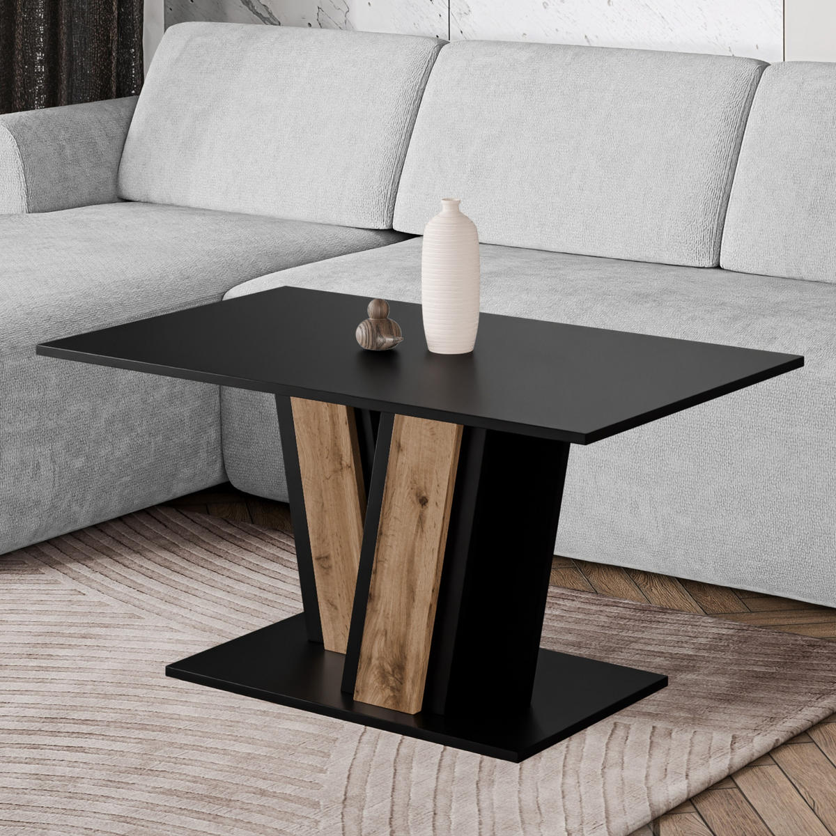 COUCHTISCH 100 cm Schwarz - Schwarz, Holzwerkstoff (60/100/55cm) - Home Collective