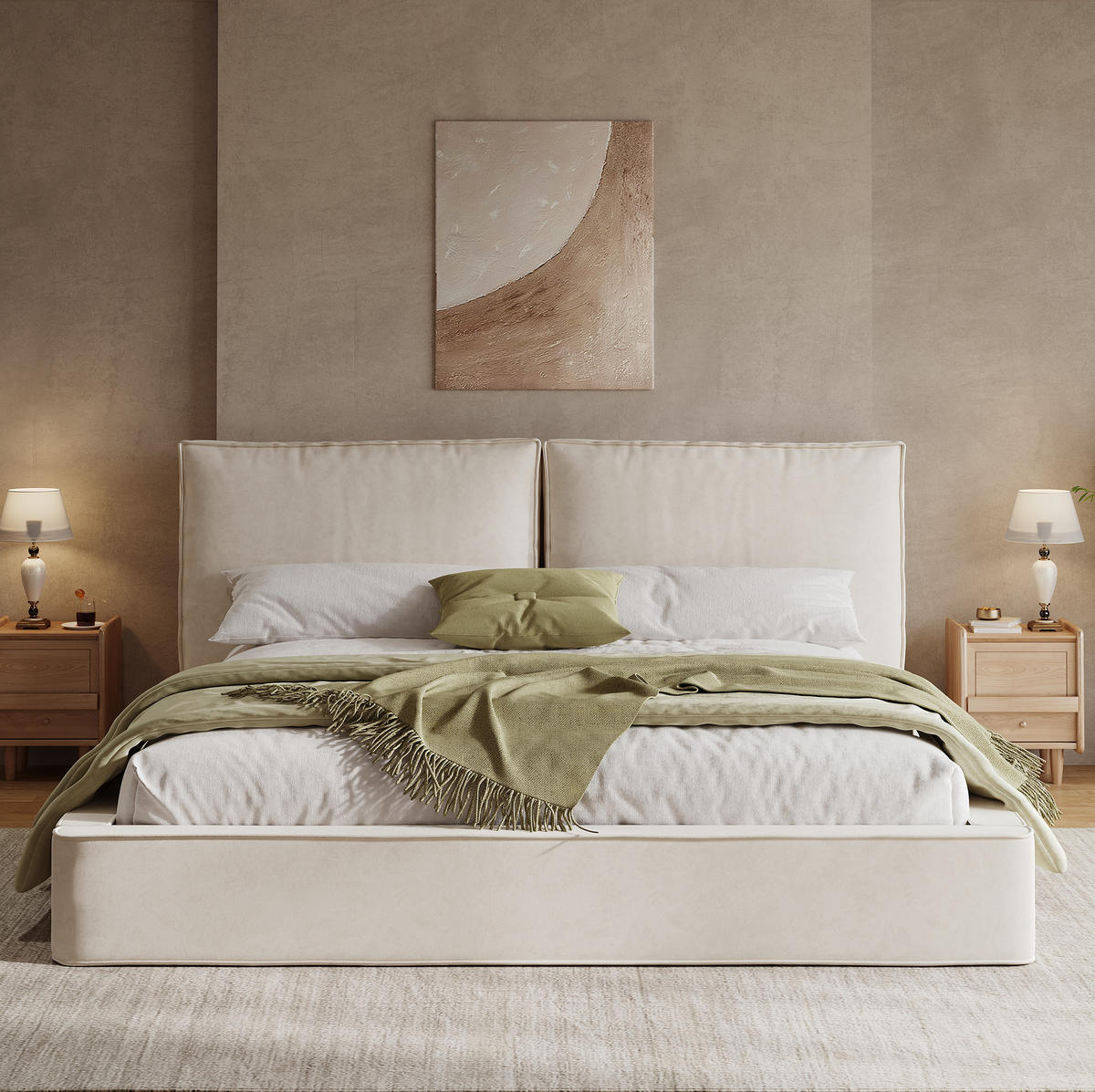 POLSTERBETT 160/200 cm Beige aus Chenille mit Lattenrost - Beige, Textil (160/200cm) - OKMYHOME