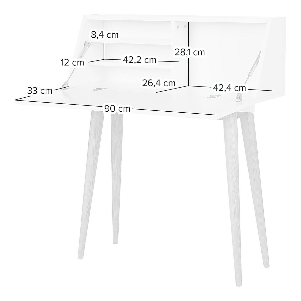 SEKRETÄR - Weiß - Eichefarben/Weiß, Holz/Holzwerkstoff (33/90/105cm) - home24