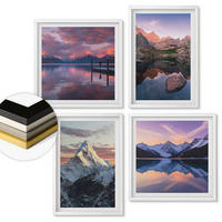 WANDBILDER 4er-Set - 50x50 cm & 40x60 cm Weißer Rahmen - Berglandschaften im Hintergrund - Weiß, Kunststoff (50/50cm) - ArtPrintCave