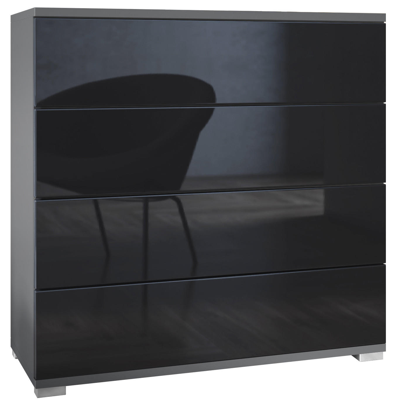 KOMMODE Pavos Schwarz Hochglanz - Schwarz Hochglanz, Holzwerkstoff (76/76/35cm) - Vladon