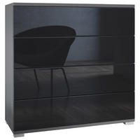 KOMMODE Pavos Schwarz Hochglanz - Schwarz Hochglanz, Holzwerkstoff (76/76/35cm) - Vladon