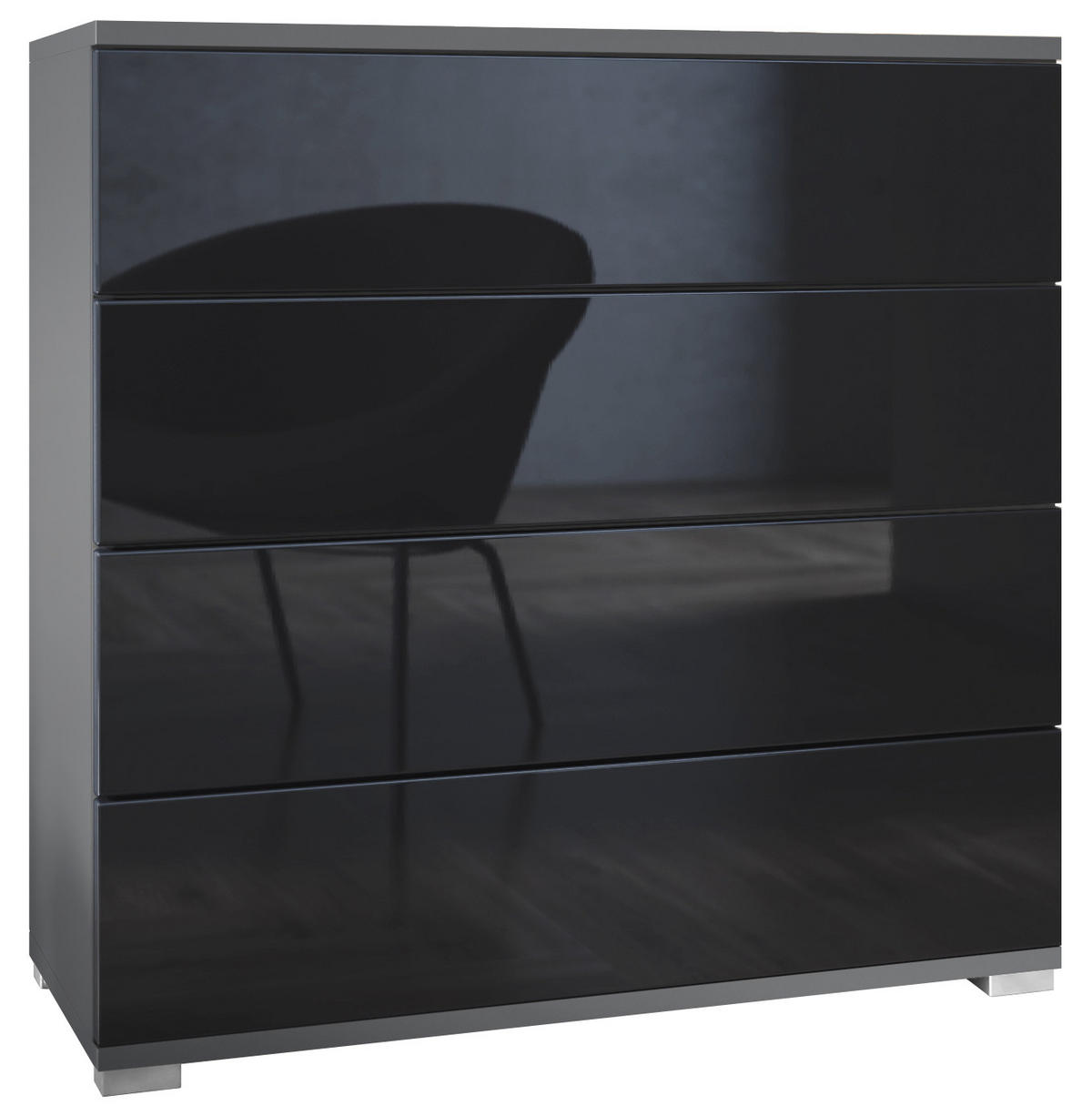 KOMMODE Pavos Schwarz Hochglanz - Schwarz Hochglanz, Holzwerkstoff (76/76/35cm) - Vladon