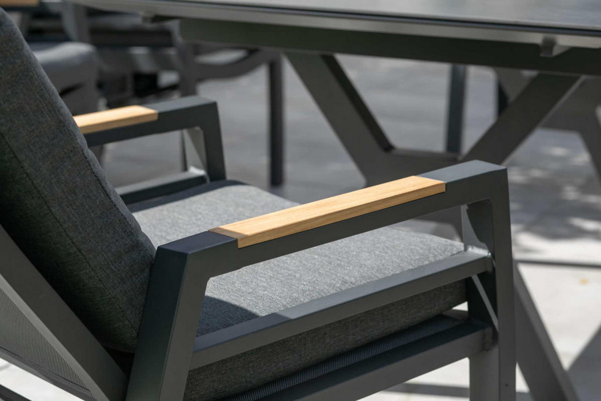 RELAXSESSEL Sevilla Alu/Textilene inkl. Kissen anthrazit - Grau, Metall (78/122/62cm) - Mr. Deko