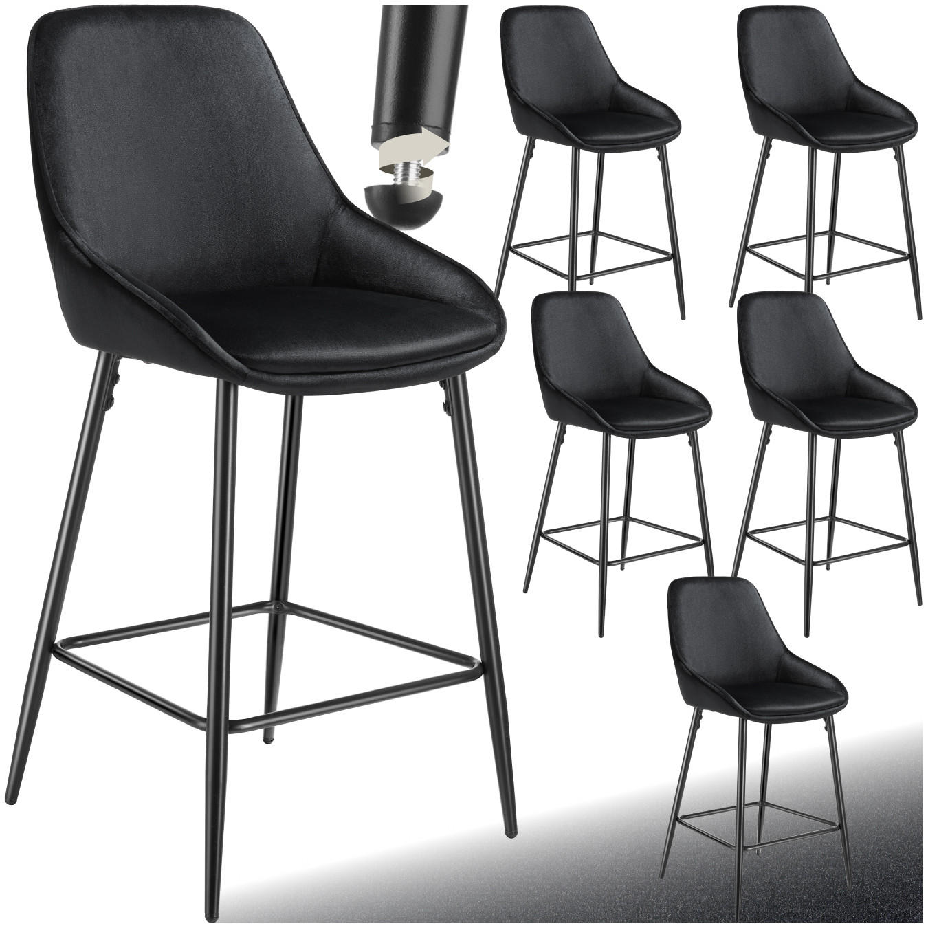 THEKENSTUHL Siera,49 x 54 x 100 cm, Belastbarkeit 120 kg,Samtoptik schwarz/schwarz - Schwarz/Samtahornfarben, Kunststoff (49/100/54cm) - tectake