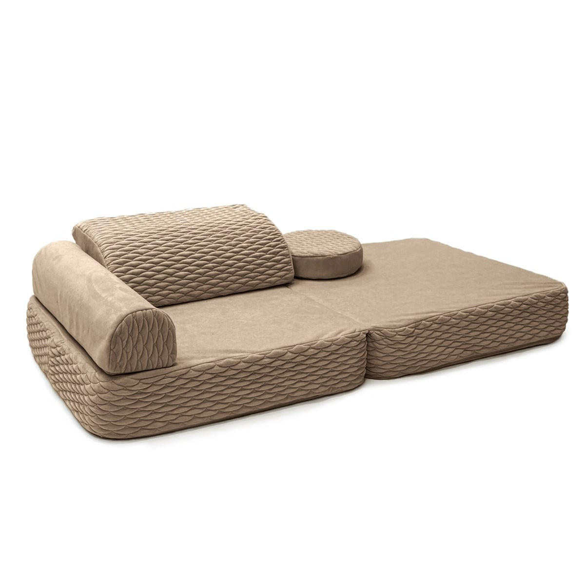 KINDERSESSEL modular 3-in-1 ausklappbar mit Steppstoff in Hellbraun - Braun, Textil (60/50/50cm) - MeowBaby