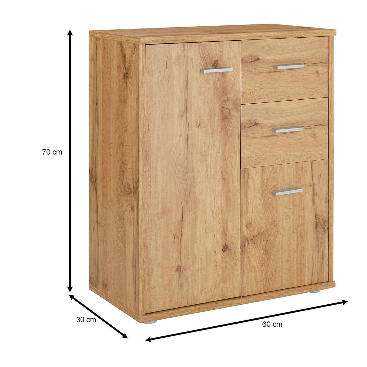 KOMMODE LOCARNO Wotan Eiche - Eiche Wotan, Holzwerkstoff (60/70/30cm) - CARO-Möbel