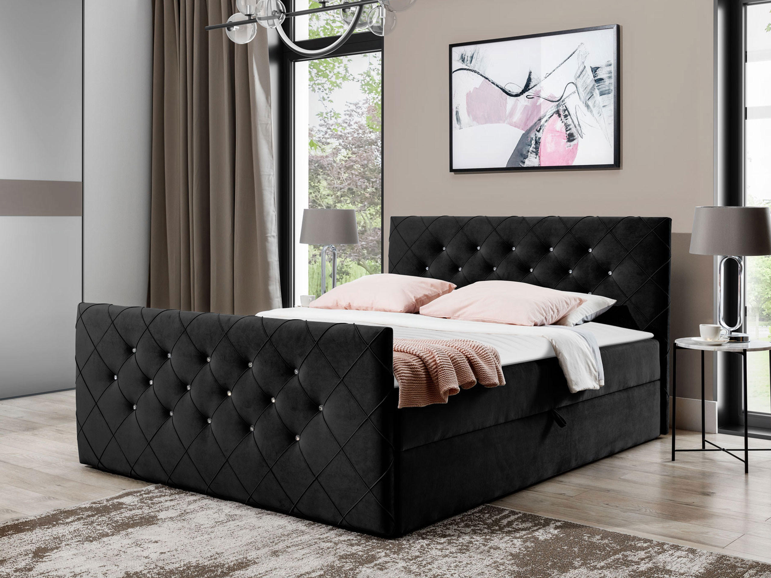 BOXBETT Malaga - Schwarz, Holz (180/200cm) - MIRJAN24