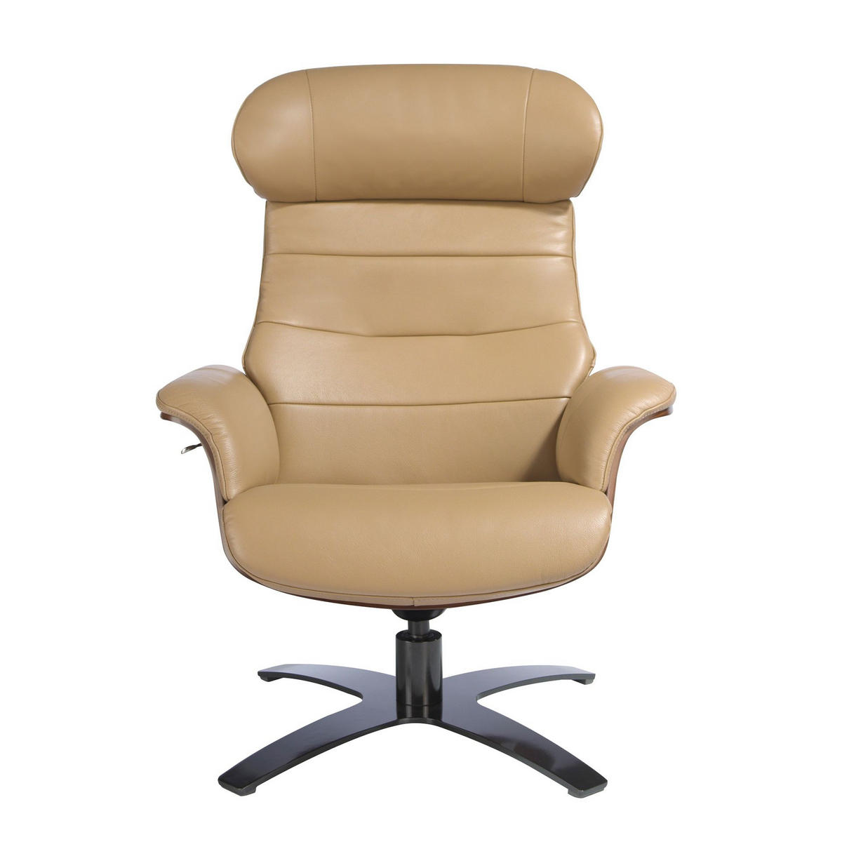SANDFARBENER Leder-Drehsessel 80/84/100 cm - Sandfarben/Greige, Leder/Holz (80/100/84cm) - ANGEL CERDA